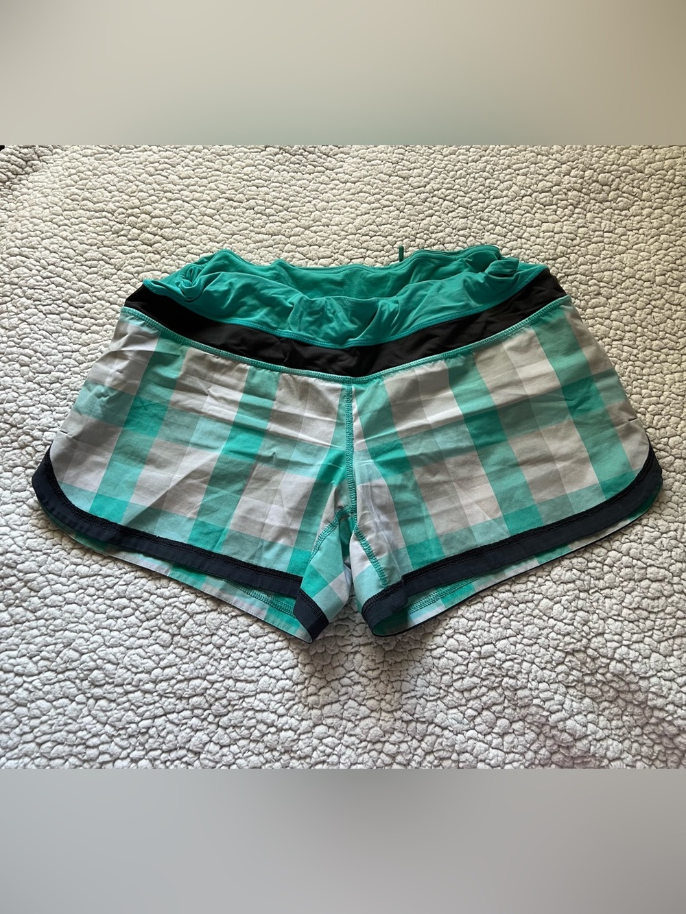13) Lululemon Short Shorts size 8 with a gingham pattern